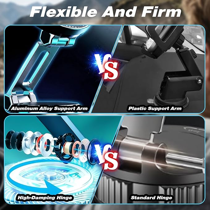 JOUJBAIL 2026 Upgraded Car Phone Holder for Magsafe [108LBS Ultra Suction] 360° Adjustable Vacuum Magnetic Phone Holder, Foldable Cell Phone Mount for iPhone 12-17 Series & Android, Great Gifts