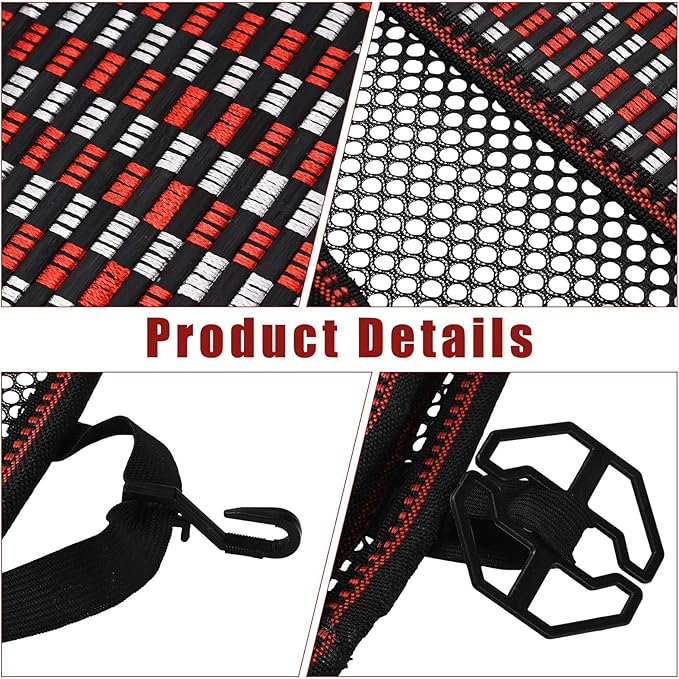 JSCARLIFE Breathable Car Seat Cushion, Summer Cooling Bamboo Single Seat Pad with 3D Lumbar Support - Airbag Compatible Driver Seat Mat for Long Drive Fatigue Relief