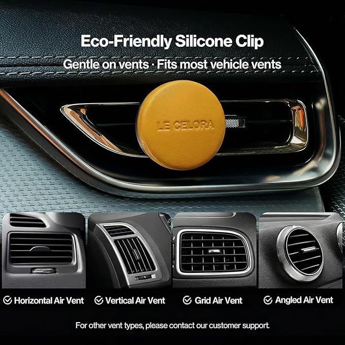 LECELORA Car Diffuser with 6 Scent Refills - Luxury Leather Vent Clip Long Lasting Car Air Freshener, Perfect Birthday Anniversary Valentines Gift for Him Her-Oud Lumiere