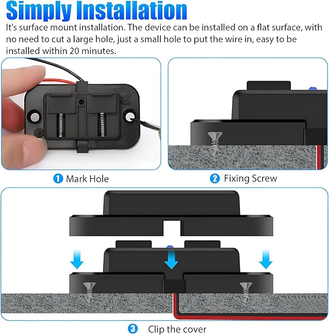 12V USB Outlet Automotive USB Port Panel Mount 12V USB Charger Multi Port Switch Panel Car Charger Socket Power Dual Port 12V 24V Quick Car Charger for Cars Bus ATV RV Boat Truck, 3.1A