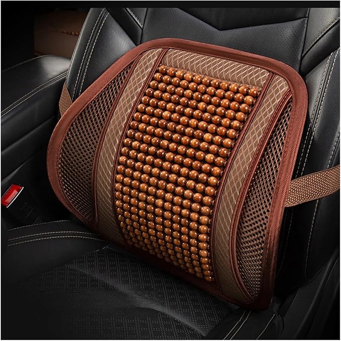 TOMSE Car Seat Chair Back Cushion for BMW X3 G01 2019 2020 2021 2022 2023 2024, Wooden Beads Ventilate Mesh Lumbar Brace Strong Durable Relieve Fatigue Summer Interior Accessories,A-Waist Cushion