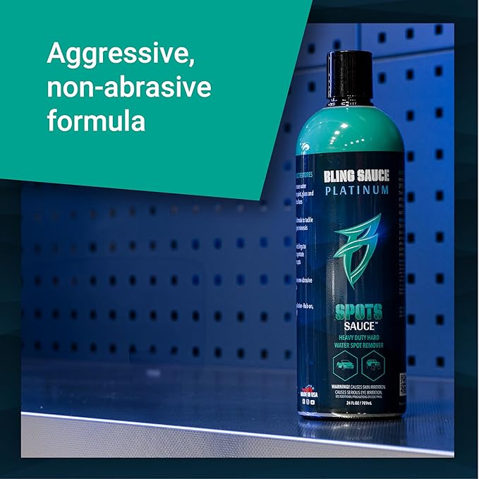 Bling Sauce Platinum Spots Sauce, Heavy-Duty Hard Water Spot Remover for Cars, Trucks, SUVs, 24oz.