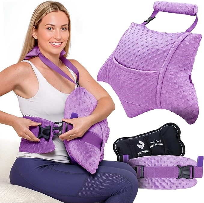 Zomaple Recovery Hysterectomy Pillow with Strap, Gel Pack & Lumbar Support – Post Abdominal Surgery Must Haves – Ideal for C-Section, Laparoscopic & Hernia Healing Comfort