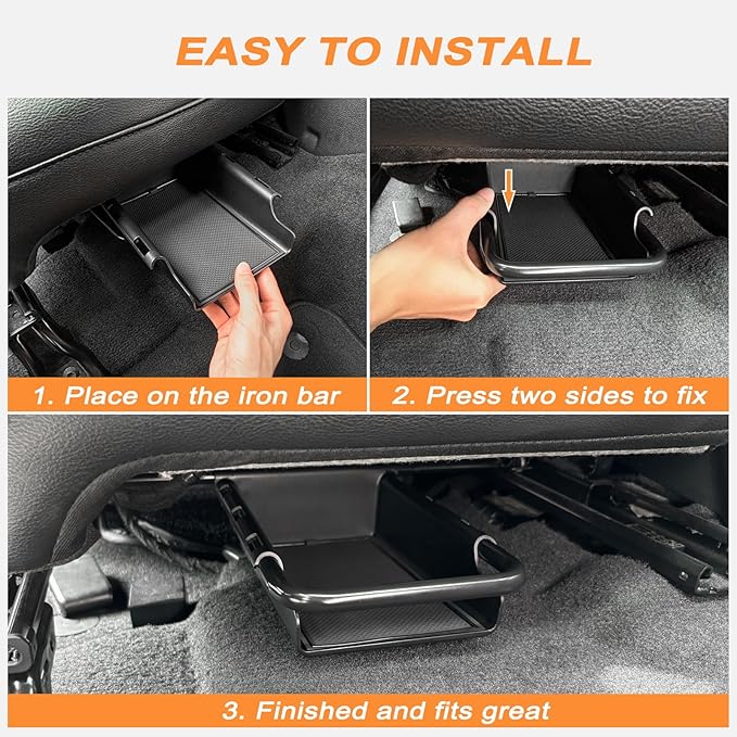 Front Under Seat Storage Organizer Tray Compatible with Jeep Wrangler JL/JLU 2018-2022 2023 2024 2025 2026 and Jeep Gladiator JT Truck 2020-2023 2024 2025 2026 Hidden Accessories （Patented Design）