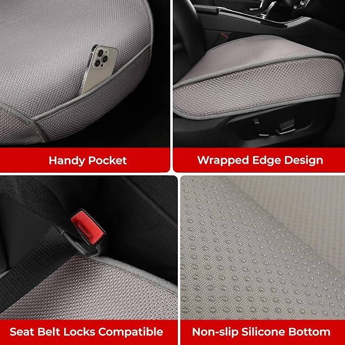 2pcs All-Season Car Seat Wraps Grey - Breathable Car Seat Covers with Anti Slip Bottom - Durable Auto Seat Cushions Universal Fit for Vehicles Cars SUV Trucks Front Seats