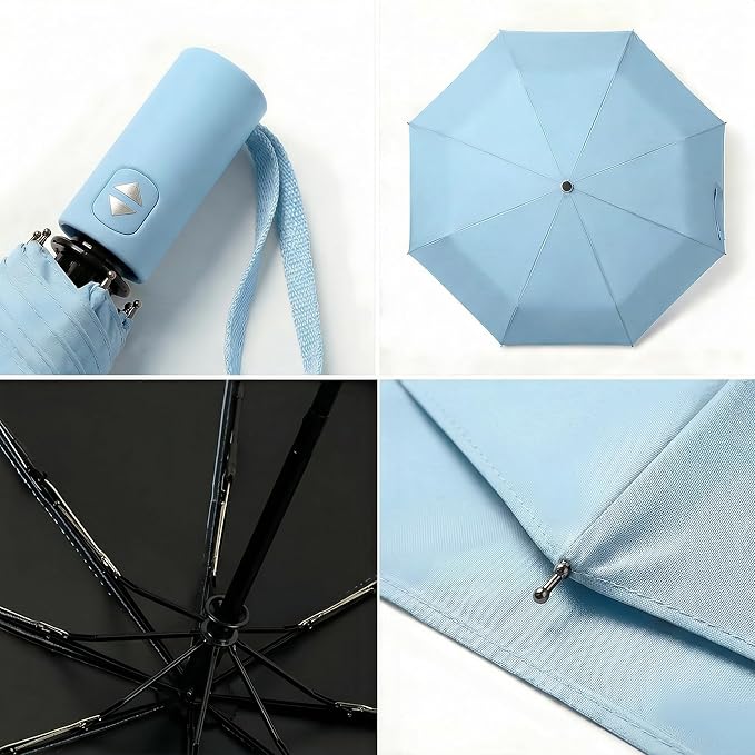 BAODINI Small UV Protection Travel Umbrella Compact for Rain and Sun UPF 50+ Windproof Portable 42 inch Umbrella for Women and Men