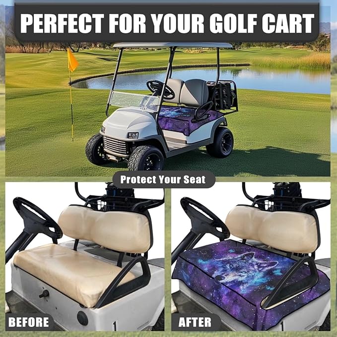 Biyejit Golf Cart Seat Covers with 4 Pockets Golf Cart Seat Towel Blanket Fits 2-Seat Golf Carts, Golf Cart Accessories