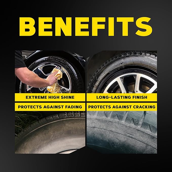 Meguiar's G190315 Ultimate Insane Shine Tire Coating, gives a Finish that Creates a Lasting Wet-Look for a Classic Black Shine, Easy to Use, No Hassle, No Mess, Ultimate Protection, 15 Oz Aerosol Can