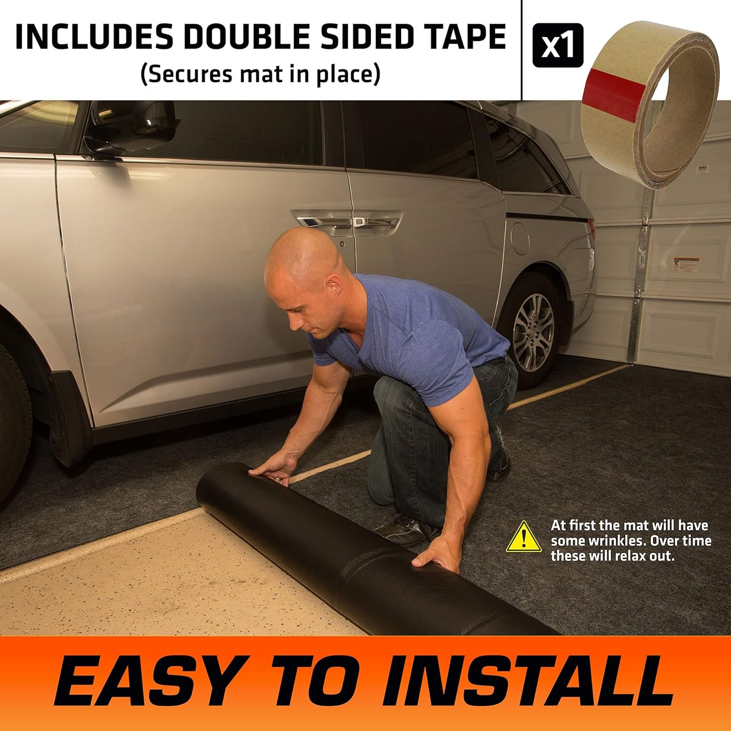 Armor All Premium Original Garage Floor Mat, (20' x 7'4"), Protects Surfaces, Transforms Garage, Absorbent/Waterproof/Durable (Includes Double Sided Tape) (USA Made) (Charcoal)