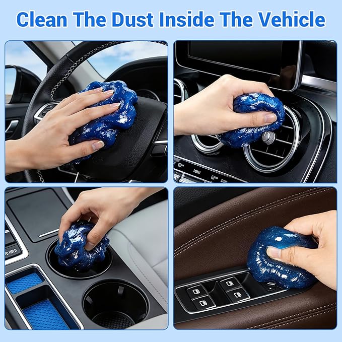 Sticky Universal Car Cleaning Gel 3pcs, Car Cleaning Putty with Puller for Keyboard Auto Interior Detailing Tools
