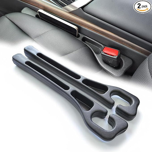 2 Pack No Drop Car Seat Gap Filler Guard, Stopper/Catcher to Fill The Gap Between Seat and Console Black Car Crevice Inbetween Blocker Plug Space Pad YMT-A03