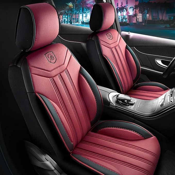 Premium Car Seat Covers Front Seat - Nappa Leather Car Seat Cover for SUV, Cars, Most Pickups, Burgundy, Car Seat Protector, Car Seat Covers Front Seats, Car Seat Protector