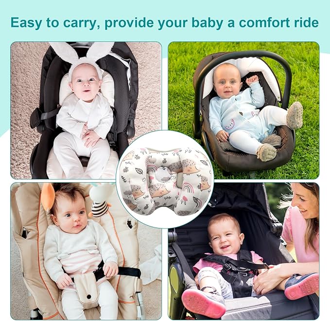 KAKIBLIN Baby Support Pillow, Head and Neck Support, 2 in 1 Banana Neck Pillow for Baby Newborn, Adjustable Stroller Head Pillows for Kids (Hedgehog)