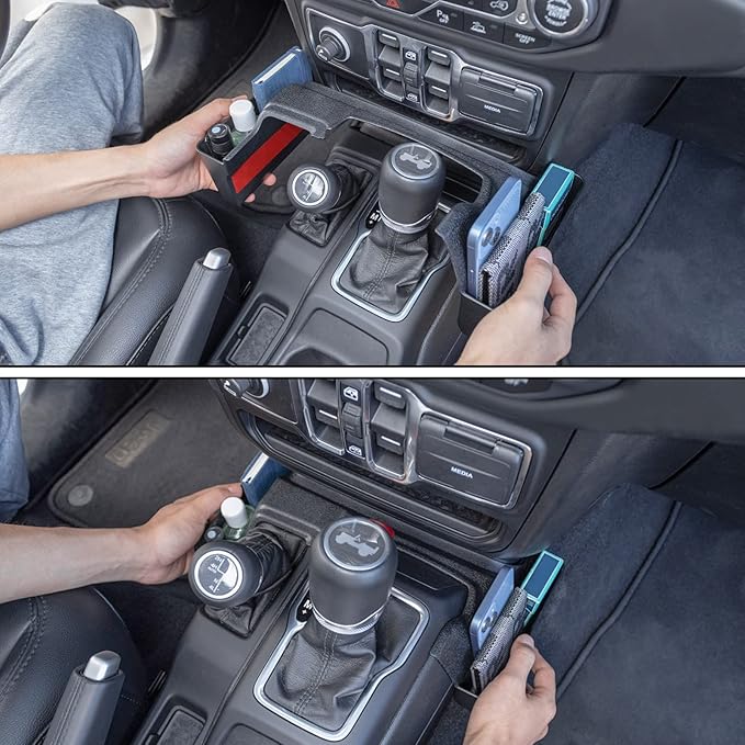 Center Console Gear Shift Organizer Tray Compatible with Jeep Wrangler JL/JLU 2018-2023 2024 2025 2026 and Jeep Gladiator JT Truck 2020-2023 2024 2025 2026 Storage Box Accessories (Not for JK/JKU)