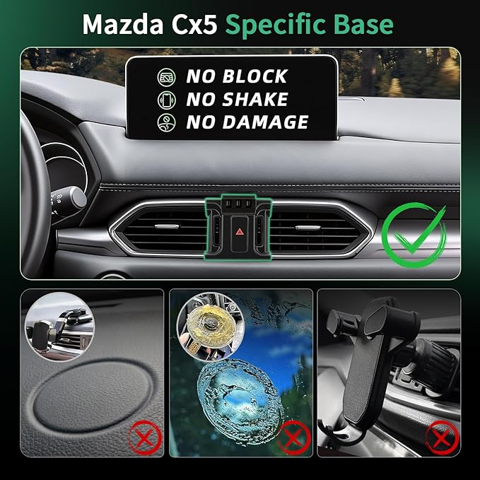 Car Mount for Mazda CX5 (2017-2025 2026), Magnetic Phone Holder, Magsafe Car Mount Charger, Dashboard Phone Holder, 15W Wireless Fast Charging, Cell Phone Automobile Chargers, CX-5 Accessories