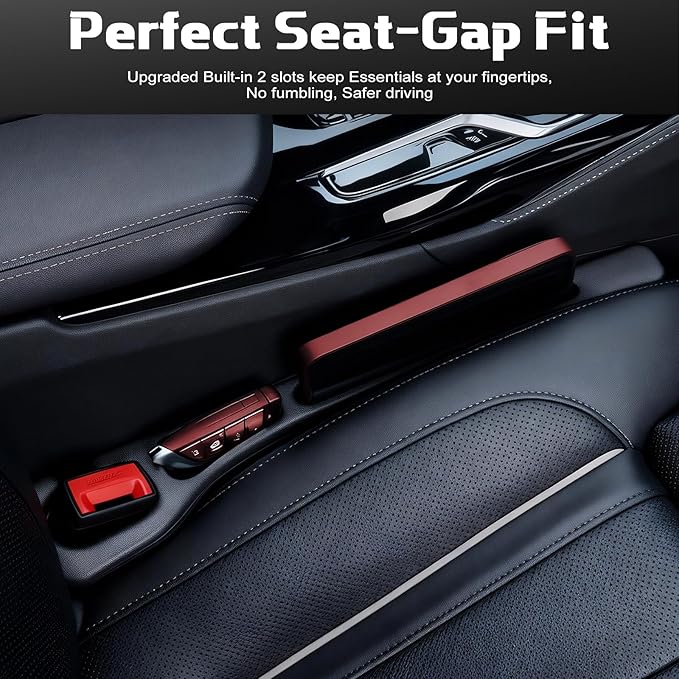 4PCS Car Seat Gap Filler Organizer, Universal Car Seat Gap Blocker with Storage Slot, Leak-Proof Seat Gap Plug for Car SUV Truck, Automotive Interior Accessories, Black