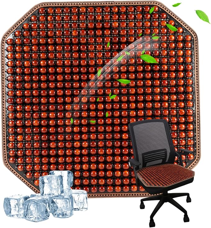 Car Beads Seat Cover Car Seat Cover Wooden Beads Summer Car Seat Cover Wooden Bead Cool Car Cushion Mat for Home Office Summer Chair Cushion.