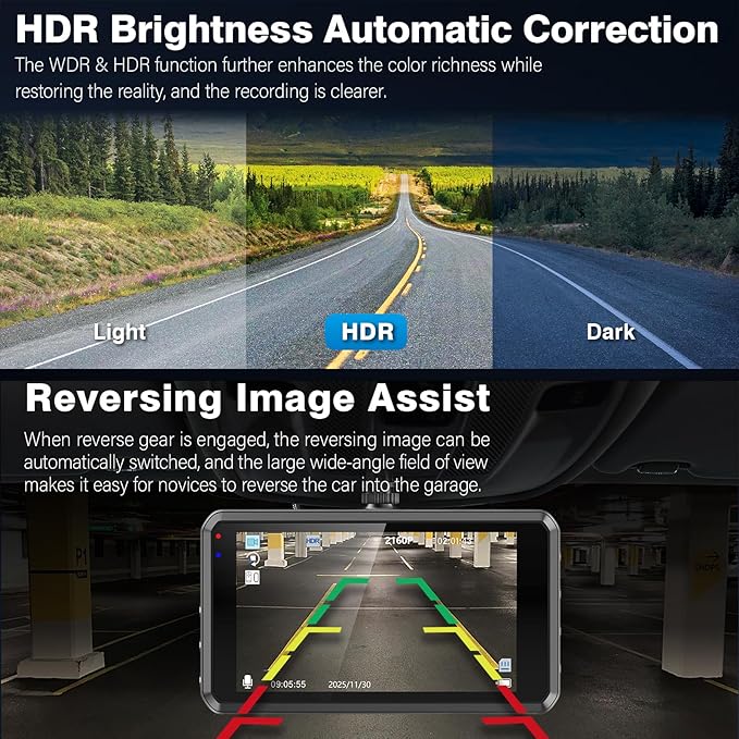 Miden S7 4K Dash Cam Front and Rear, 64G SD Card,2160P+1080P FHD Dual Dash Camera for Cars,176°+160° Wide Angle,3.2'' IPS Screen Dashcam,Loop Recording,G-Sensor,WDR,24H Parking Monitor,Night Vision