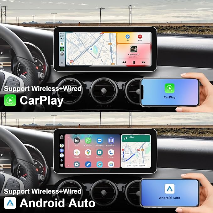 12.3 Inch Linux Car Touch Display Screen for Mercedes Benz 2016-2019 C A CLA GLA GLC Class W205 W176 C117 X156 X253 NTG5.0, Support iOS 26 CarPlay Android Auto Calls Using OEM Bluetooth