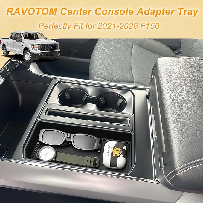 Center Console Tray Organizer for 2021-2025 2026 Ford F150 Accessories Insert Hidden Tray Improve Secret Storage Keep Clean Fits into The Existing Driver's Side Pocket