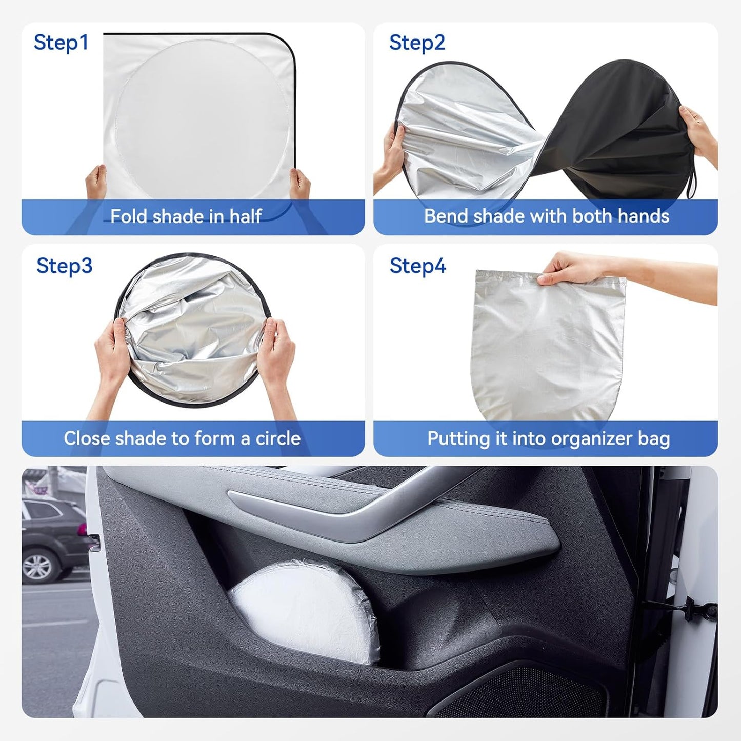 ARANA RV Windshield Sun Shade with UV Protection, Foldable Sunshade for RV Front Window, Retractable Windshield Cover Sun Shades Keep Car Interior Cool, Fit RV, Bus,Motorhome, Large 102"x51"