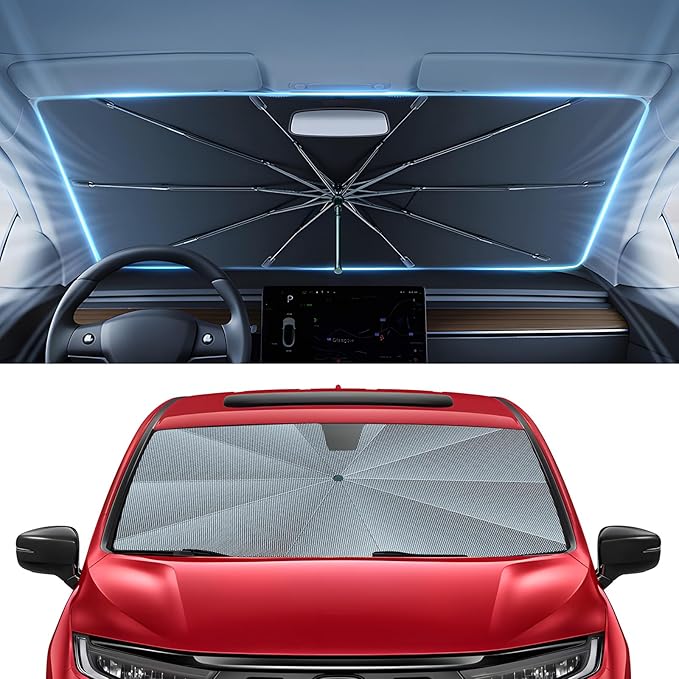 Autorder Windshield Sun Shade Umbrella for 2018-2025 Honda Odyssey Accessories,Upgraded Ice Crystal Material,Easy Setup Umbrella Sunshade for Car Windshield,100% Sun Blocking