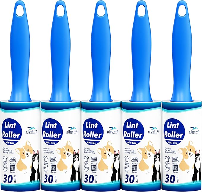 Mini Extra Sticky Lint Rollers for Travel - 150 Sheets Small Sized Portable Lint Removers for Pet Hair and Debris Pickup150, Travel Essentials