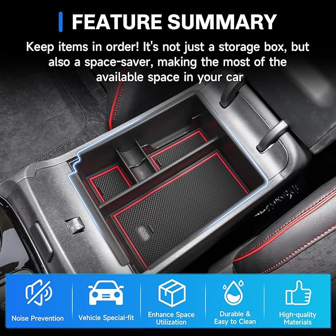 SXCY for 2025 2026 Hyundai Tucson [SE/SEL] Center Console Organizer for 2025 2026 Hyundai Tucson Accessories for 2025 2026 Hyundai Tucson Console Organizer Armrest Console Tray(Red)