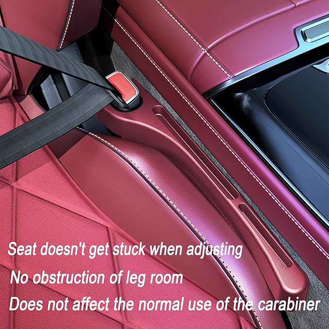 2PCS Car Seat Gap Filler，Gap Stopper Fill Gap Between Seat and Console，Built-in Recessed Storage Organizer，Universal for Most Cars Trucks SUVs to Stop Things from Dropping（Red）