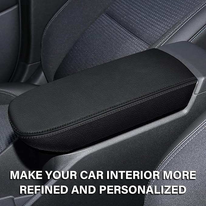 Console Cover for 2024 2025 2026 Chevrolet Trax (LS/1RS/LT/2RS/ACTIV) Leather Center ArmRest Box Cover Pad 2024 2025 2026 Chevy Trax Accessories Protector Cushion (Black Stitches)