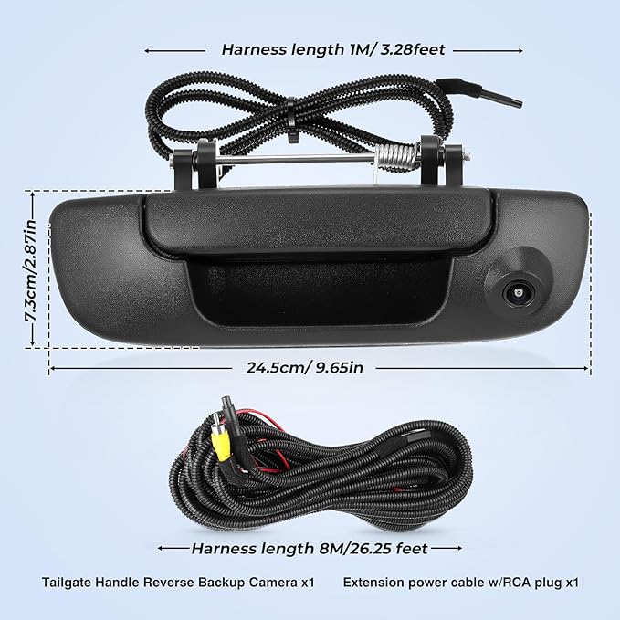 Tailgate Handle Backup Camera Fit for Dodge RAM 1500 2500 3500 2002-2008 Tailgate Reversing Rear View Park Assist Camera RCA Plug Replaces 55276237AA