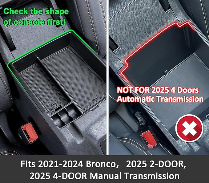 TOPINSTALL 21-24 Tray Compatible with 2021-2024 Ford Bronco & 2025+ Bronco 2-Door & 2025+ 4-Door Manual Transmission, Full Size Bronco Organizer (NO for 25 4-Door Automatic & Sport Model)