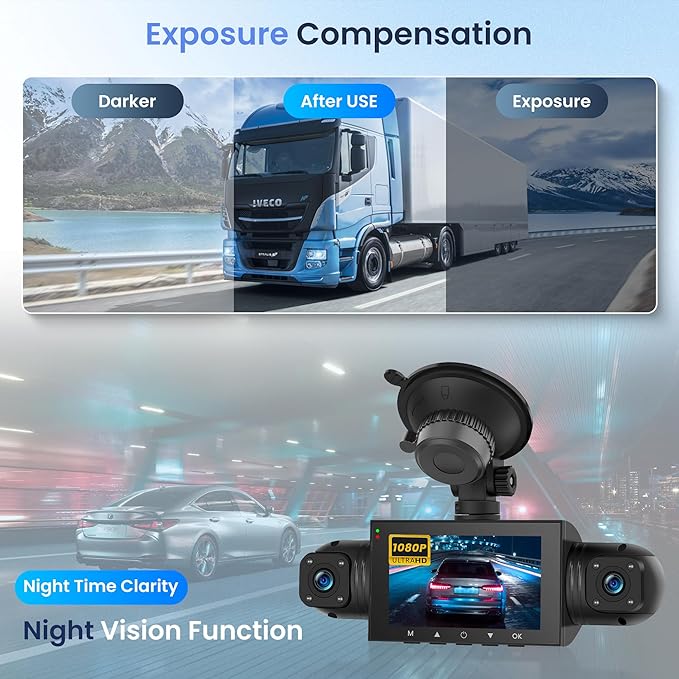 4 Channel Dash Cam 360° View, 1080P Front and Rear Inside, Left Right Dash Camera for Cars, 8 IR Lamps Night Vision, 4/7 Recording Parking Mode Monitor Rimoody