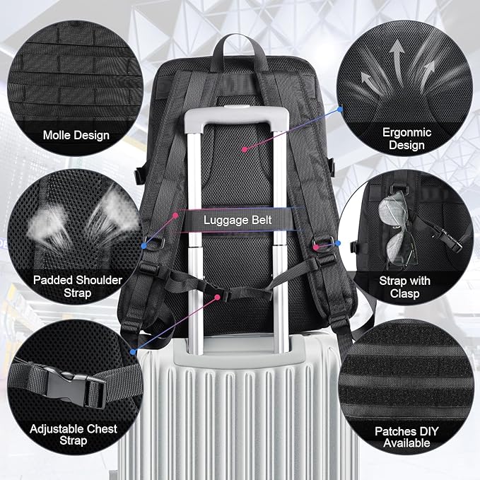 BERTASCHE Lunch Backpack, Laptop Backpack 15.6 inch Work Backpack w/Insulated Cooler Lunch box for Men Women, Tactical Casual Daypack for Commuter Picnic College,Black
