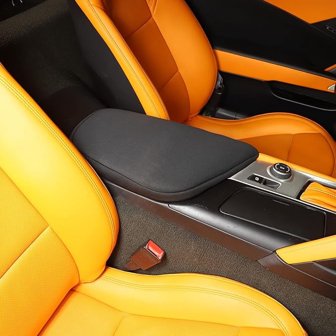 Center Console Cover Pad for Chevrolet Corvette C7 2014-2019 Accessories, Console Arm Rest Lids Cover Mat, Car Armrest Seat Box Cushion Protector, Armrest Pillow, Auto Armrest Cover (Fabric_A)