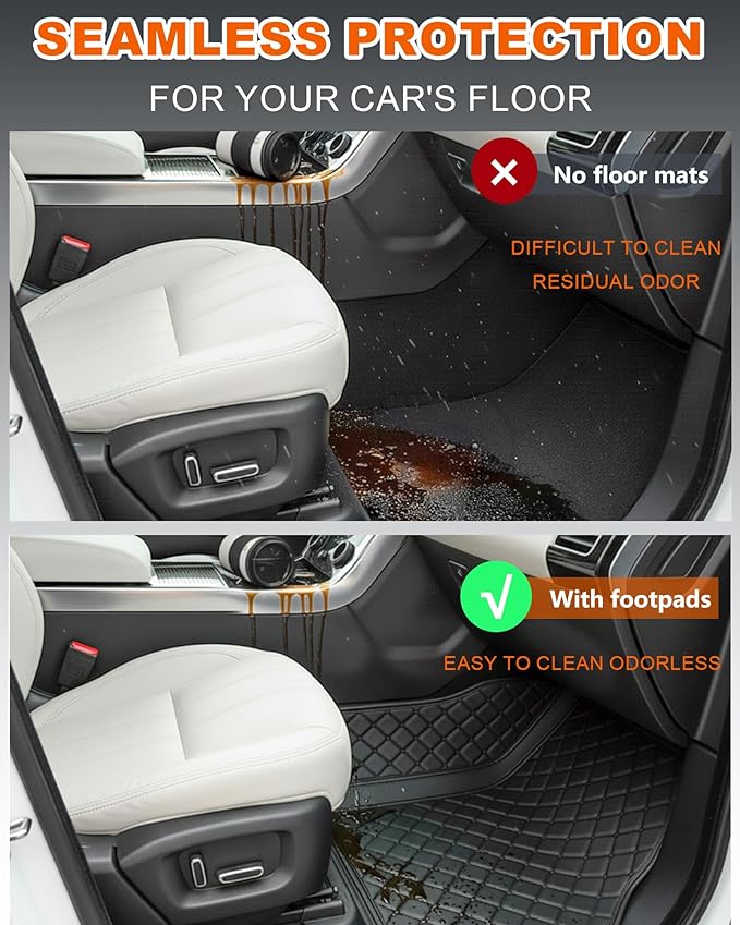 All-Weather car Floor MATS-Suitable for 99% of car Models,Leather car mat, offering Personalized Embroidery and Multiple Color Options,Provide Protection for car Rug (Orange)