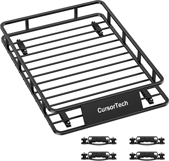 Roof Rack Basket 51"x36" Universal Heavy Duty Rooftop Cargo Carrier 300 lbs Capacity Steel Vehicle Cargo Rack Basket Luggage Holder for SUV Truck Car Travel & Camping Storage