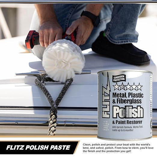 Flitz Metal Polish Paste - 2lb Can of USA-Made Polish for Solid Chrome, Stainless Steel, Aluminum- Non-Abrasive for Light Oxidation - Requires Manual Buffing - Not for Plated/Coated Surfaces (1 Pack)