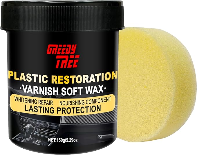 Paste Plastic - Deep Renewal for Faded Surfaces | User Friendly Trim Restorer | Long-Lasting UV Protection, Intense Black Finish | Non-Greasy Formula for Tires, Trim, Rubber & Outdoor Plastics