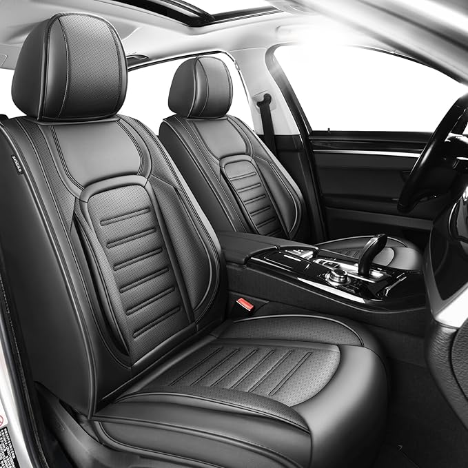 Fit HRV Premium Leather Car Seat Covers Compatible with Honda HRV 2016-2025 2026, Breathable, Wear Resistant, Airbag Compatible, All-Weather Protection & Full Coverage, 2 Front Seat Black