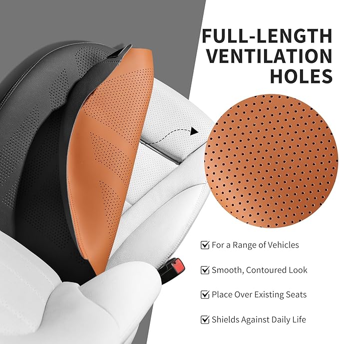 CAPITAUTO 1 Piece Front Seat Covers Perforated Faux Leather Bottom Car Seat Covers Front Seats only, Super Breathable Anti-Slip,Universal Full Wrapping Edge Fit for Most Sedans SUV Pick-up (Black)