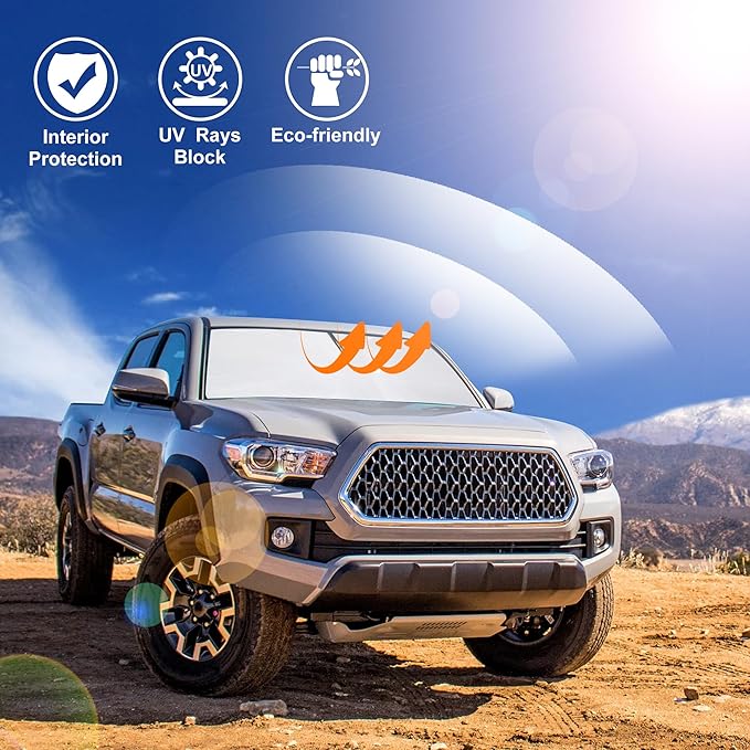 Windshield Sun Shade Compatible with 2016 2017 2018 2019 2020 2021 2022 2023 2024 2025 2026 Toyota Tacoma Accessories Foldable Sunshade Sun Blocker
