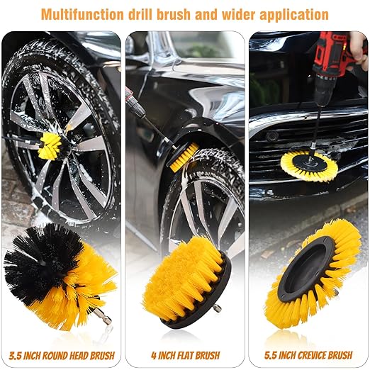 Drill Brush Set, 22 Pcs Drill Scrubber Brush Kit Includes All Purpose Drill Brush, Scrub Pads & Sponge with Extend Attachment, Buffing Pads for Car Surfaces