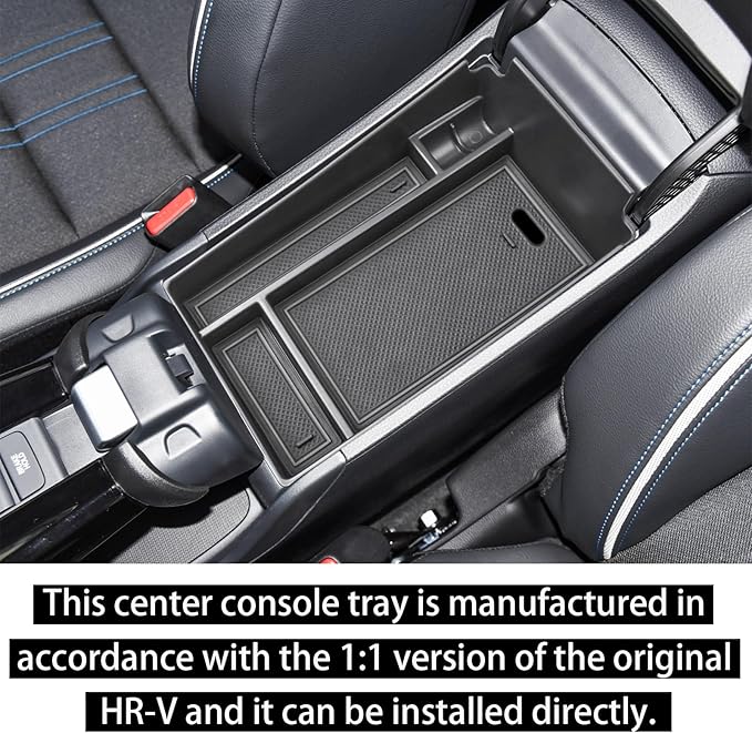 RUNROAD Center Console Organizer Tray Compatible with Honda HR-V 2023 2024 2025 2026 HRV Accessories, ABS Console Organizer Armrest Storage Box Coin Holder, Black