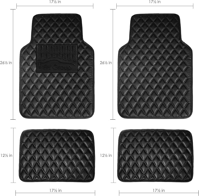 FH Group Floor Mats - Faux Leather Floor Mats for Cars, Universal Fit Automotive Floor Mats, All Purpose Car Floor Mats, PU Leather Protector Mat for Most Sedan, SUV, Truck Floor Mats Brown