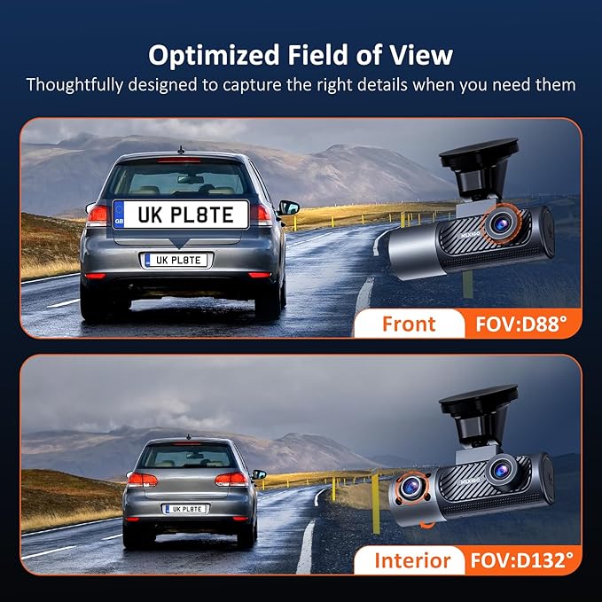NexiGo 3 Channel Dash Cam with Rotatable Interior/Front Camera, Sony_Sensors, Front and Rear with Cabin, 4K/2K-1440P+1080P+1080P, Super Night Vision, 24H Parking Mode, GPS, WiFi, 128G SD Card Included