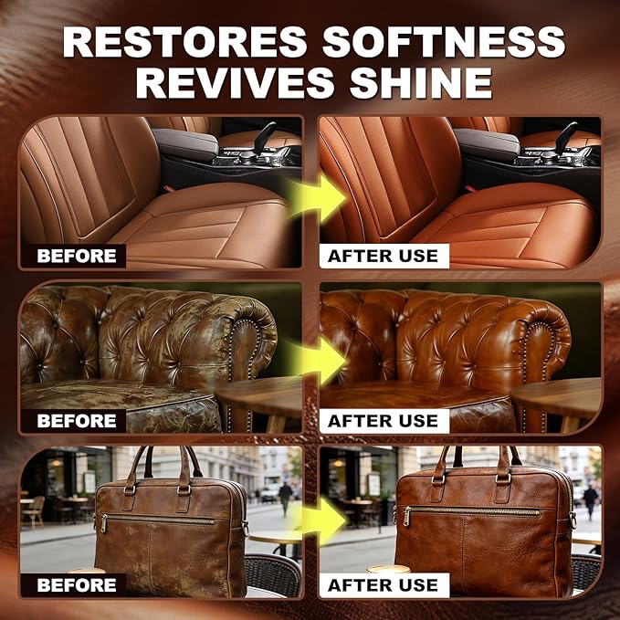 Leather Cleaner and Conditioner with UV Protectants, a Non-Toxic Formula to Help Prevent Cracking or Fading of Car Leather, Couches, Boots, Furniture, Purses and Shoes-200ml/7oz