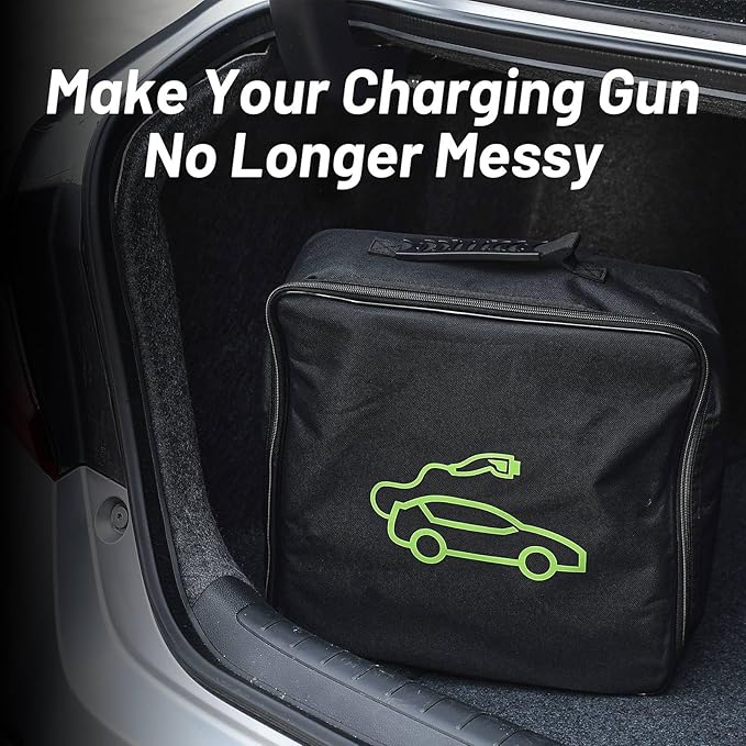 XhuangTech Waterproof EV Charging Cable Storage Bag Organizer, Heavy Duty Portable EV Charger Case for Electric Vehicle Chargers, Jumper Cables, Extension Cords, Hoses, Adapters, & Car Accessories