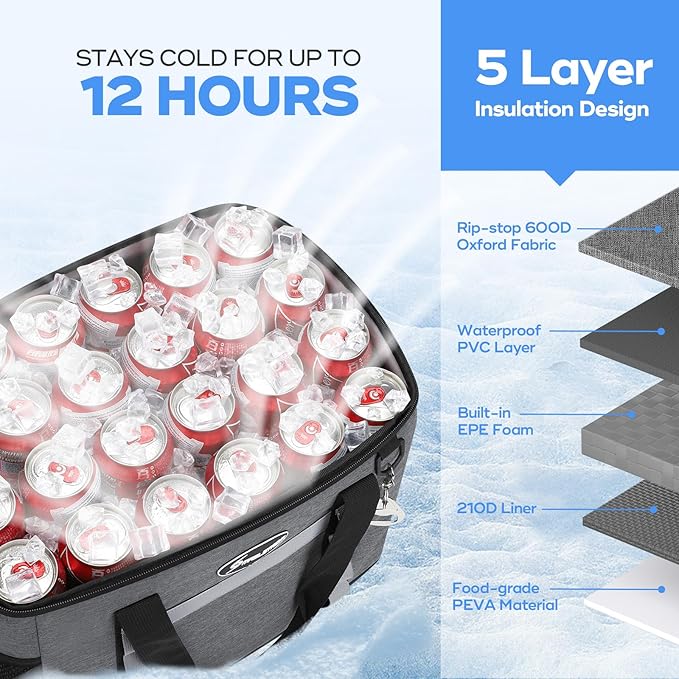 Maelstrom Collapsible Soft Cooler Bag,35/55/75 Cans Beach Cooler with Flip Top Lid, Ice Chest, Leakproof & Portable for Beach, Camping, Road Trips & Grocery Shopping