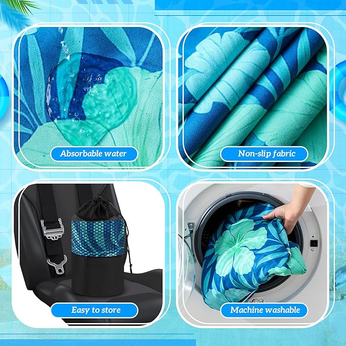 2 Pack Car Seat Towel Covers with Storage Bag 63 x 32 Inch Athletic Running Towel Seat Sweat Washable Non Slip Cover Gift for Car Outdoor Sport Activities (Floral Hibiscus)